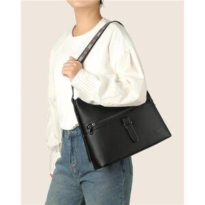 Hobo Bags Vegan Leather Wide Straps Black